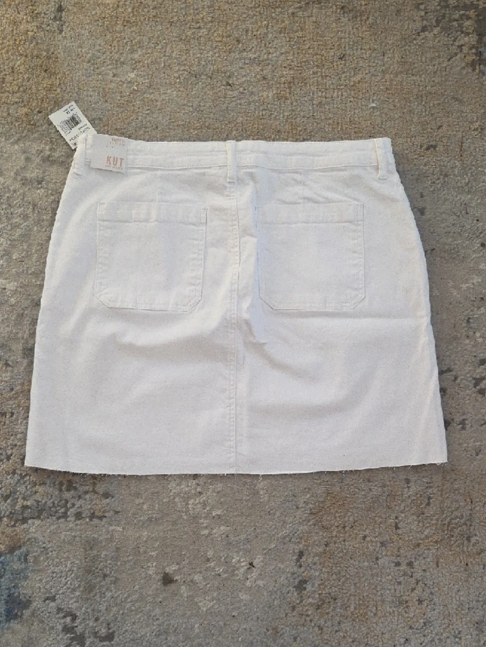 Kut from the Kloth White Denim Mini Skirt with Front Pockets